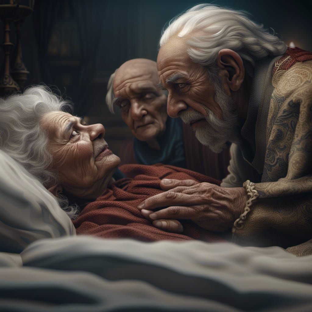 Touching Deathbed Scene in Detailed Matte Painting