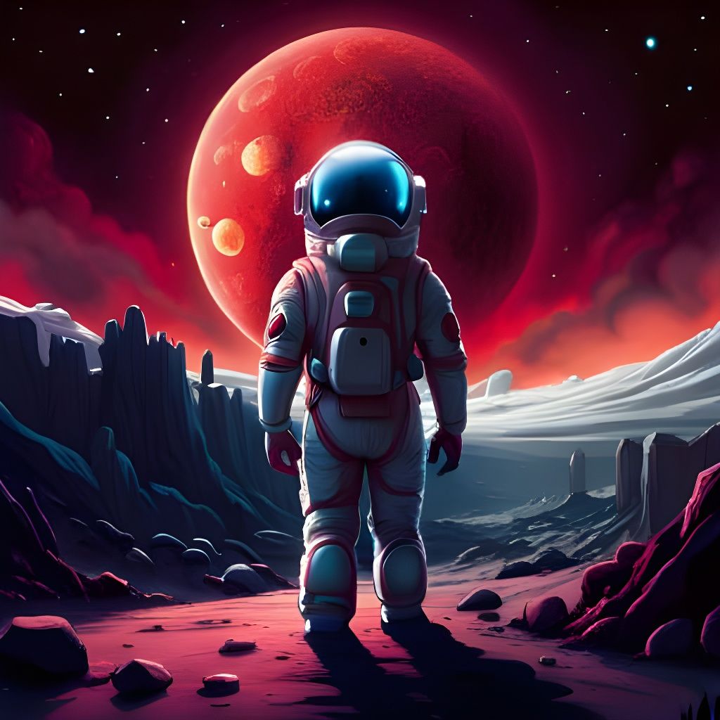 Astronaut on Alien World with Gas Giant