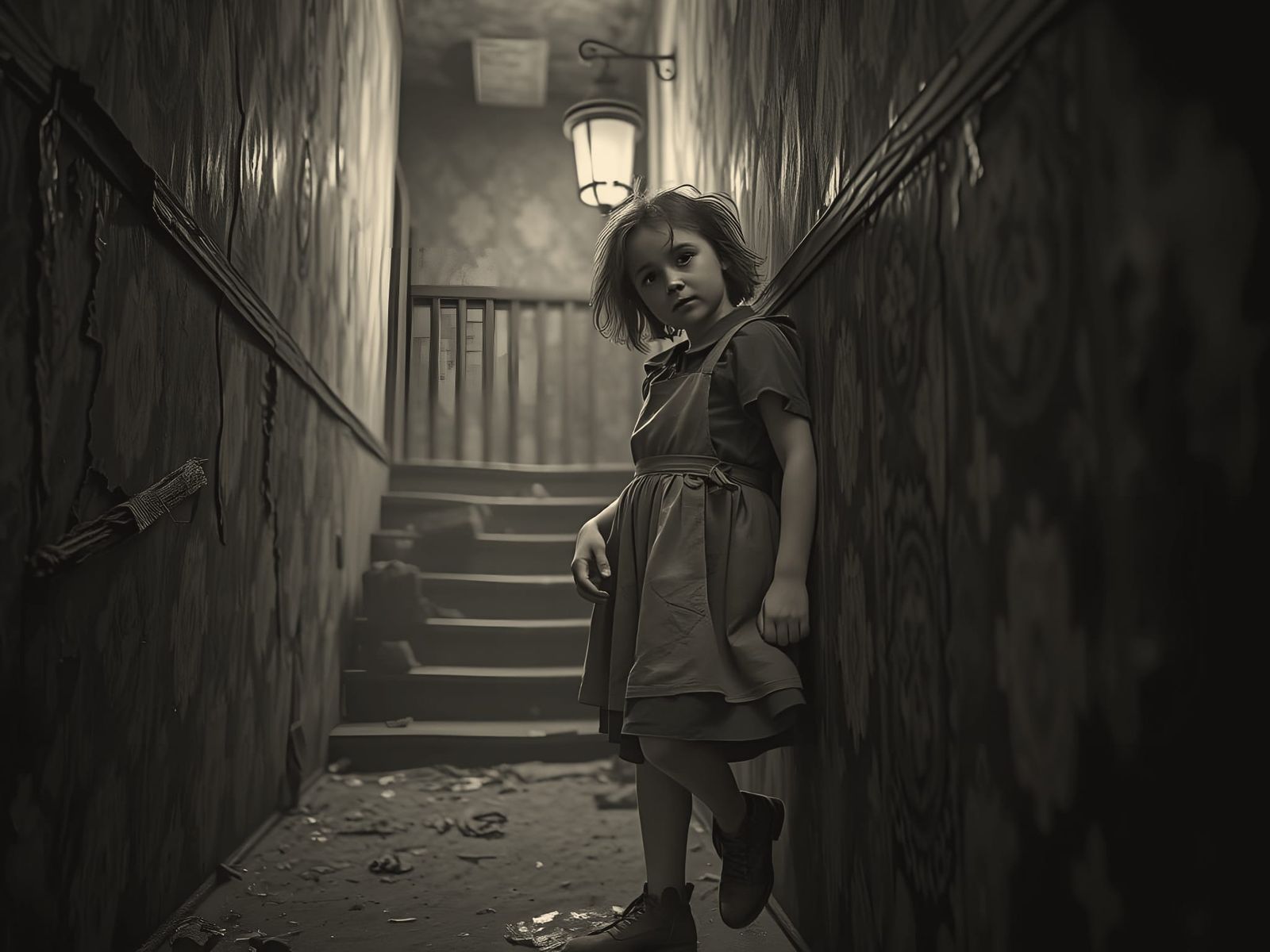 Working Class Immigrant Child in 1880s New York City Slum