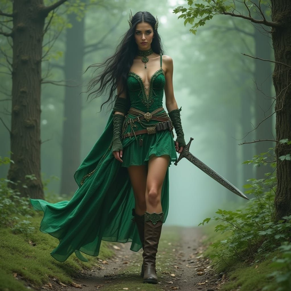 Regal Elven Queen Embarks Solo Through Mysterious Forest