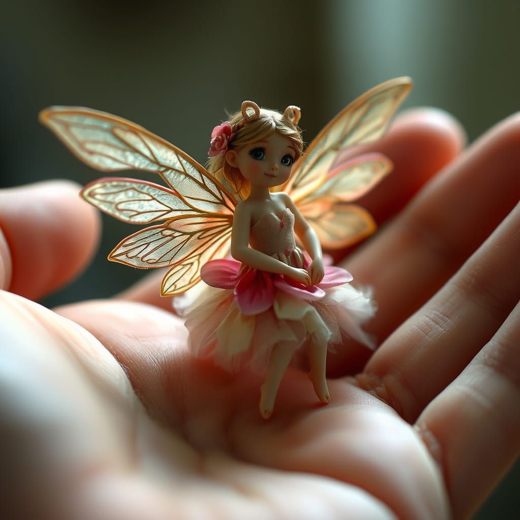 Delicate Fairy in Hand, Whimsical Art