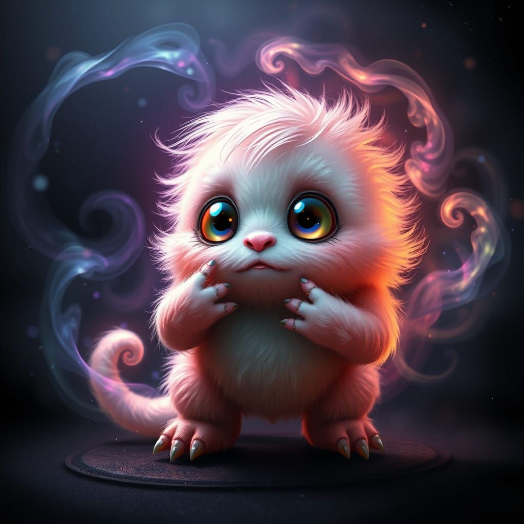 Adorable Baby Monster Blows a Kiss in Dreamy Fantasy World