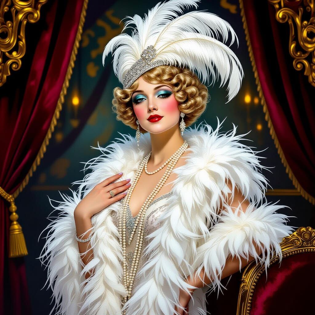 Glamorous Showgirl in Art Deco Cabaret Style
