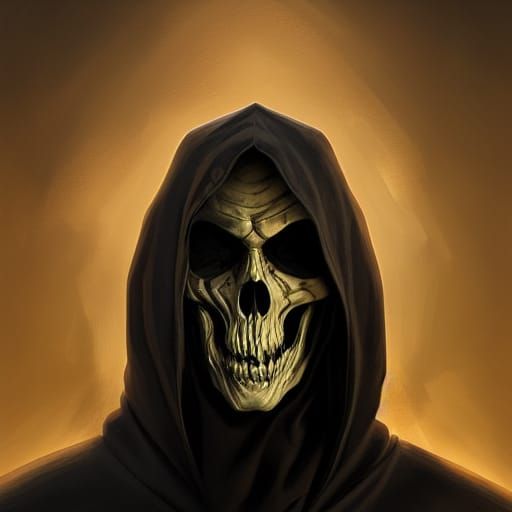 Hooded Skull Mask Super Villain Portrait