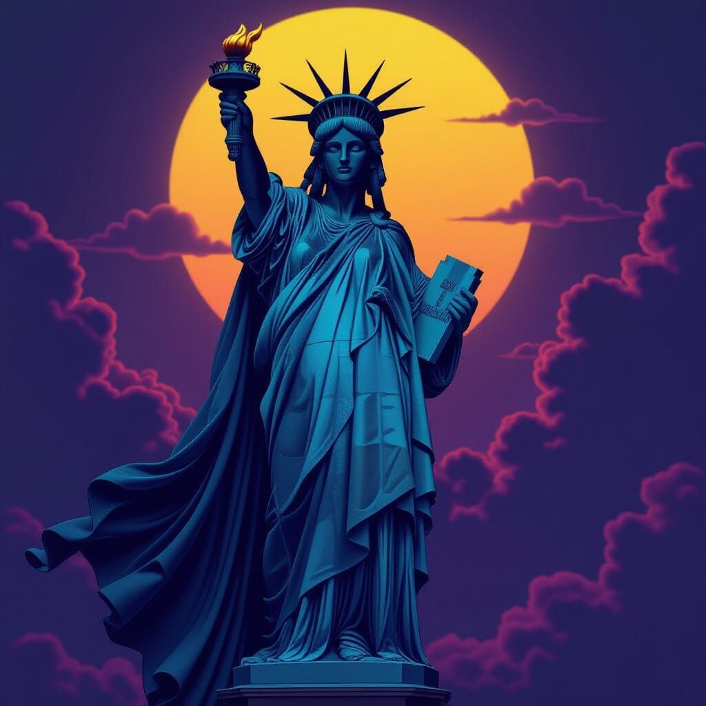 Lady Liberty in Dark Fantasy Realm