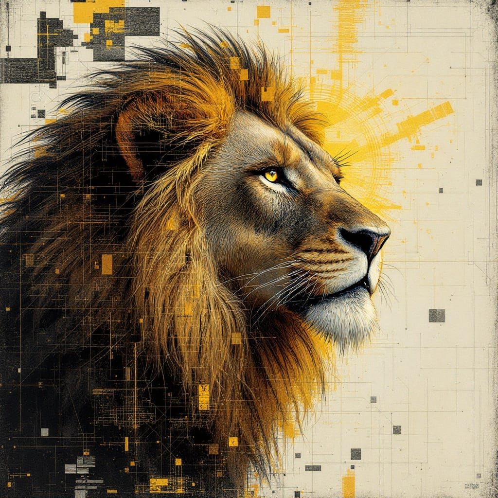 Northern Renaissance Fusion with Digital Corruption