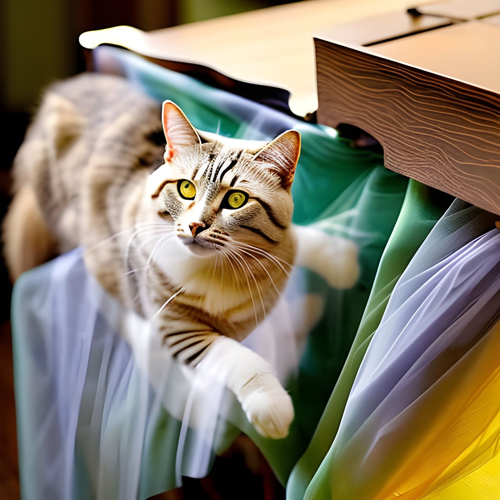Cats on Antique Furniture with Dreamlike Lighting