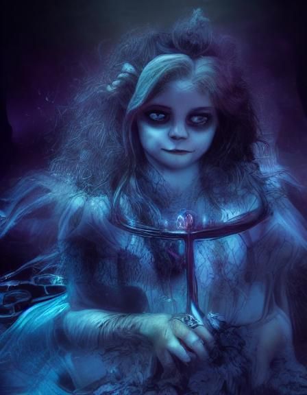 Gothic Caricature in Haunted Playground Scene