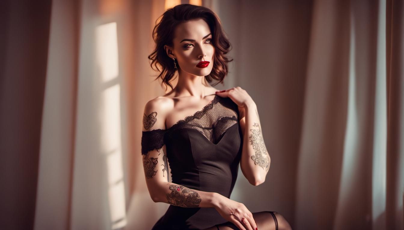 Sensual Brunette in Romantic Valentine Setting