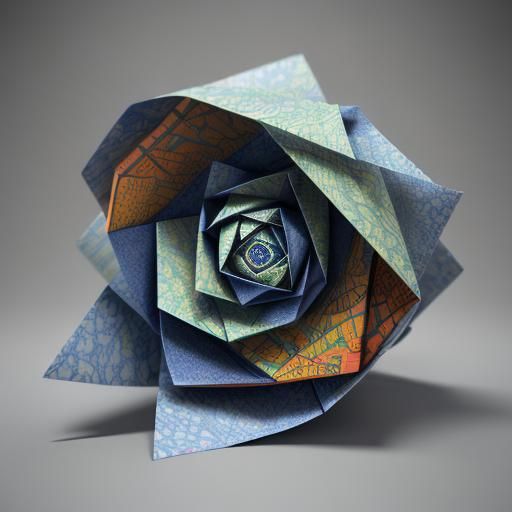 Surreal Origami Sculpture in Hyperrealistic 3D Render