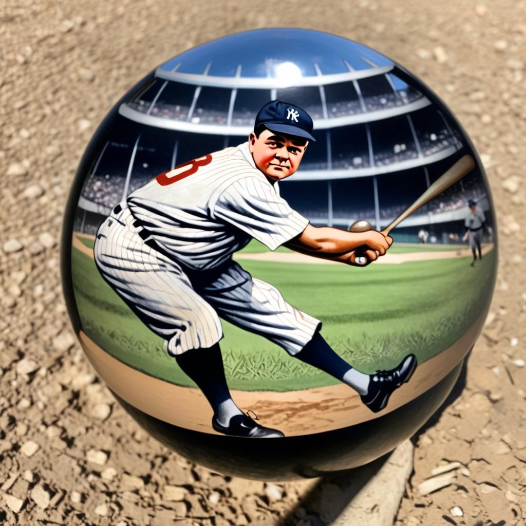 Baseball with Babe Ruth Portrait Inside