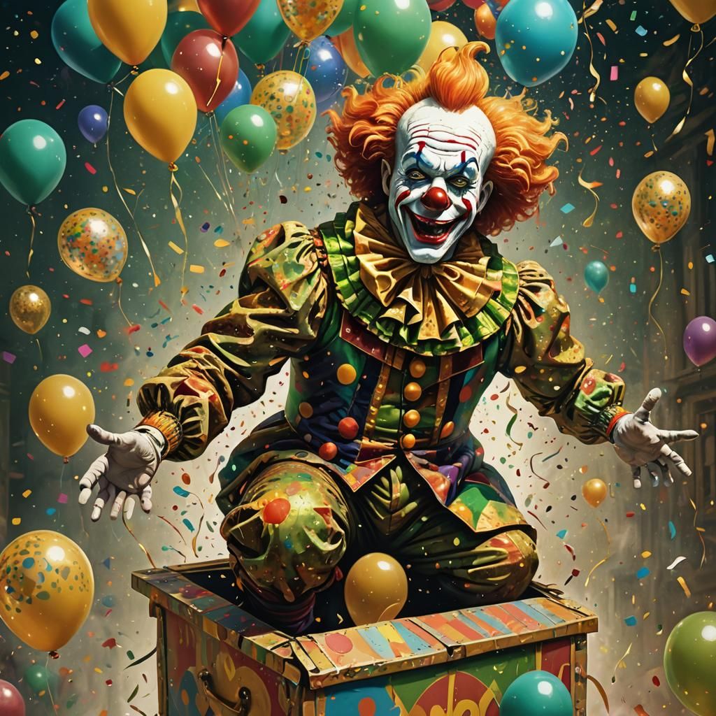 Colorful Clown Emerges From Vintage Box