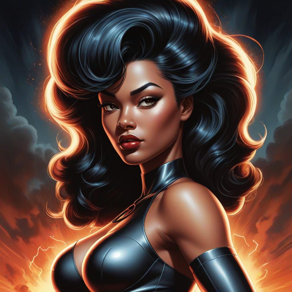 Atomic Pin-Up Girl in Electric Power Suit