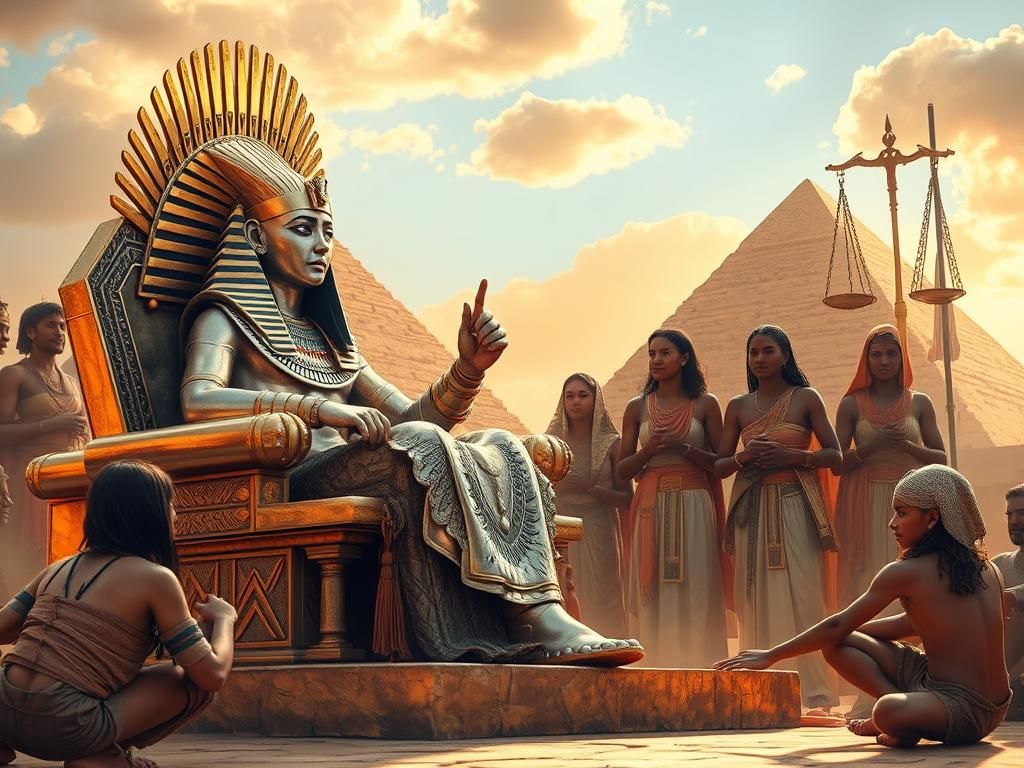 The Pharaoh of Egypt teaches justice to his people.