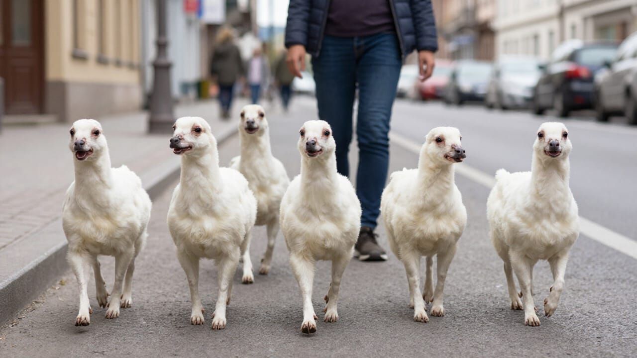 Ducks Chase Zebras Down a City Street