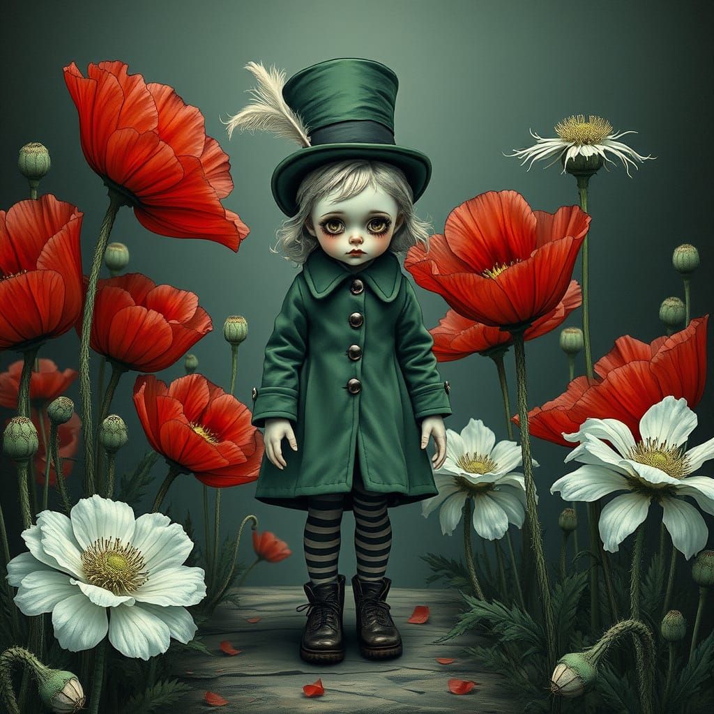 Gothic Child Among Giant Poppies: Pop Surrealism