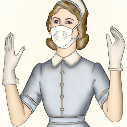 1940s Nurse Illustration Wearing Surgical Mask