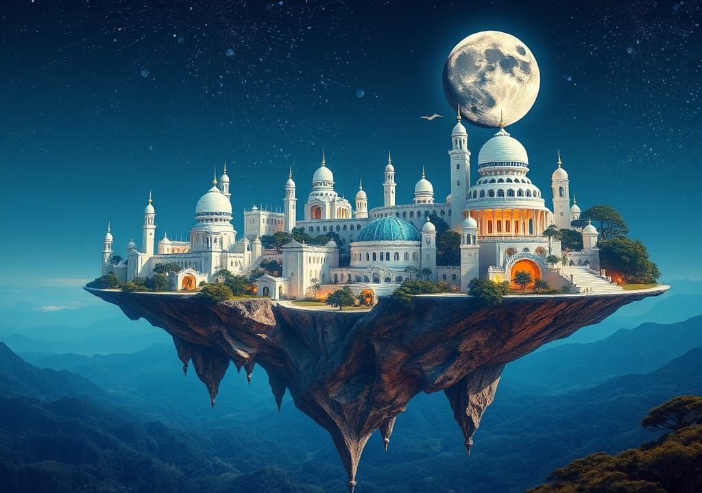 Floating Cosmic City with Nature Integration
