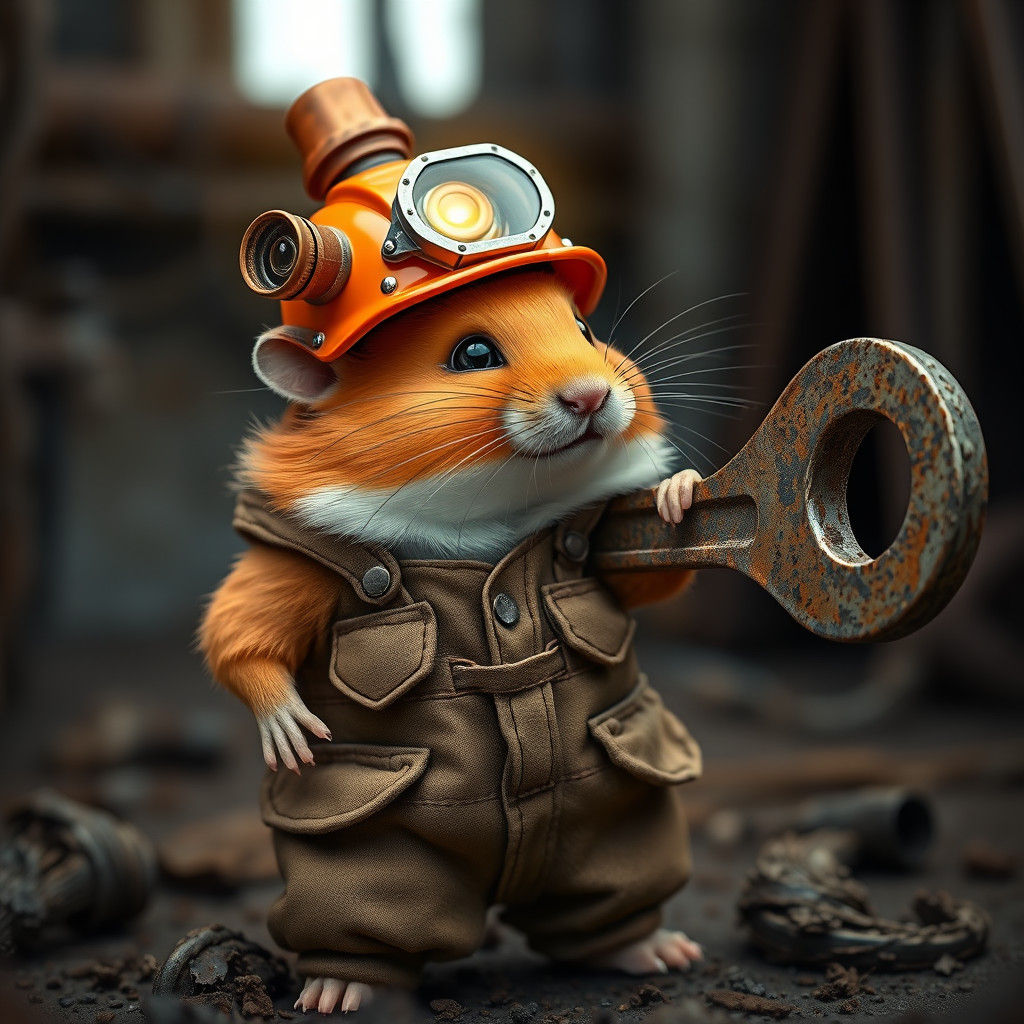 Hamster Oil Rig Worker in Detailed Concept Art