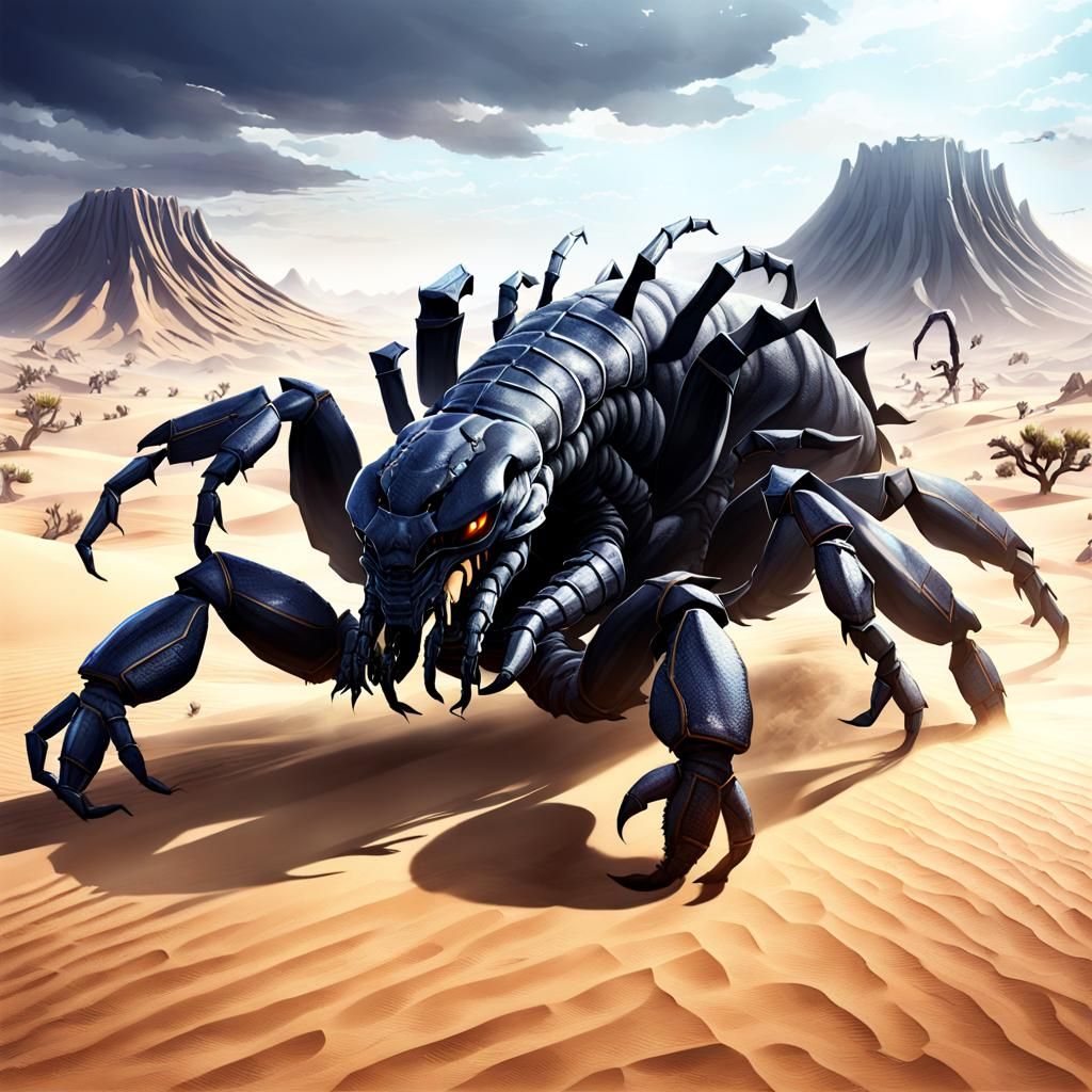Giant Desert Scorpion Monster in Dark Fantasy Style