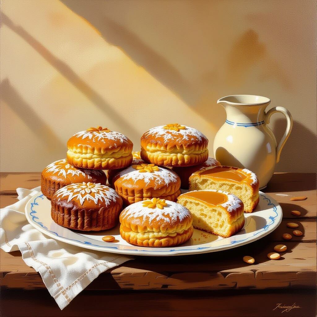 Sardinian Cakes Still Life Oil Painting