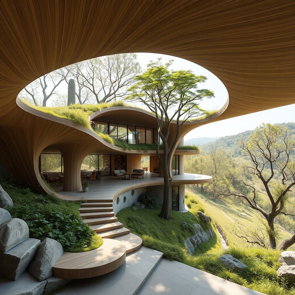 Biophilic House Design with Golden Ratio Architecture