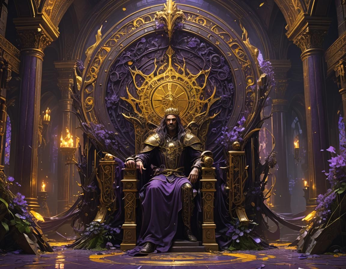 Dark Throne Fantasy Art in Style of Alphonse Mucha