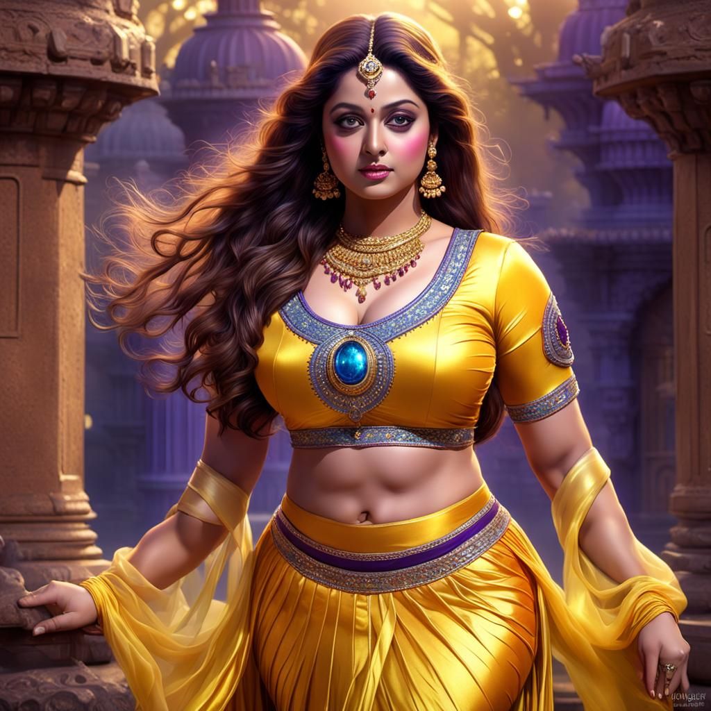 Curvy Indian Woman in Fantasy Art Style