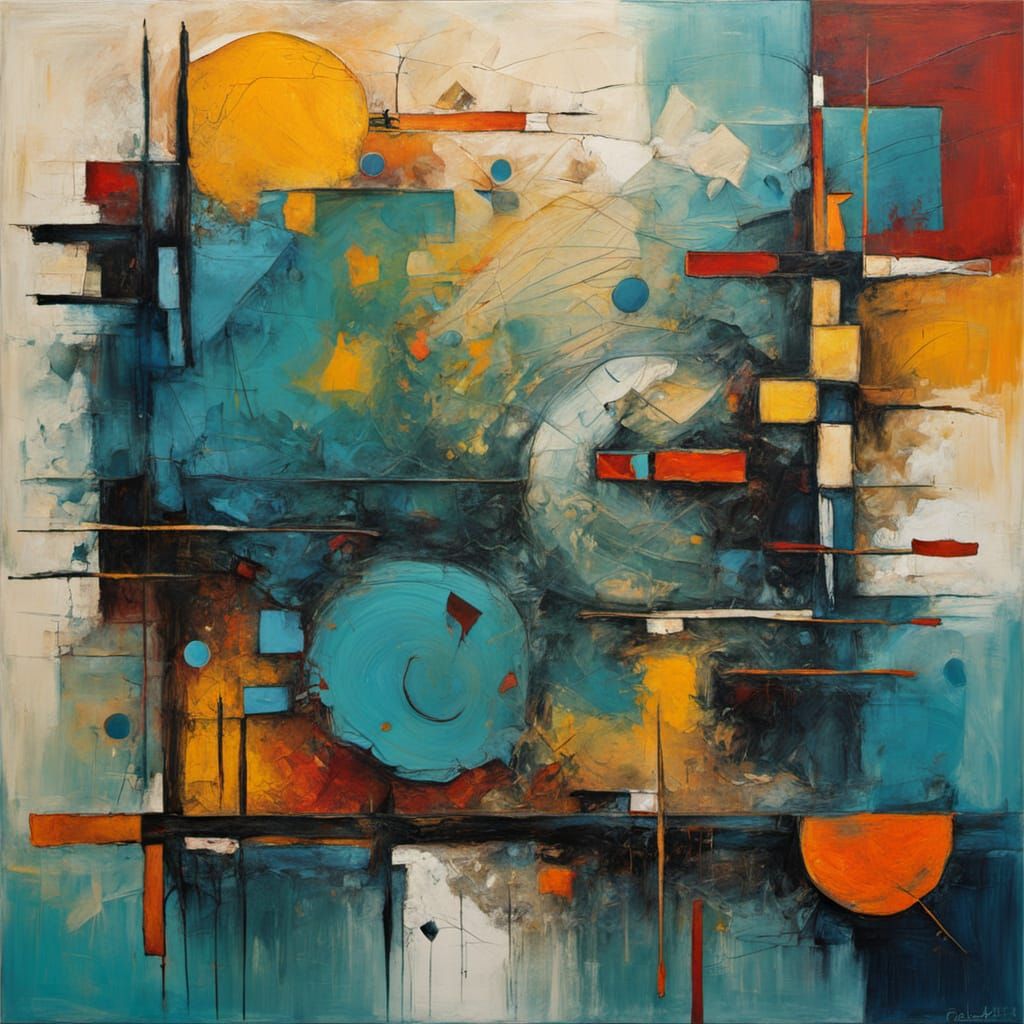 Abstract Impasto Painting with Rich, Earthy Colors