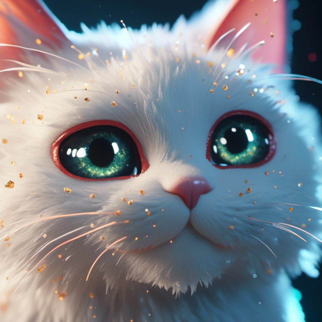 Detailed Close-Up of a Cat's Face in 3D