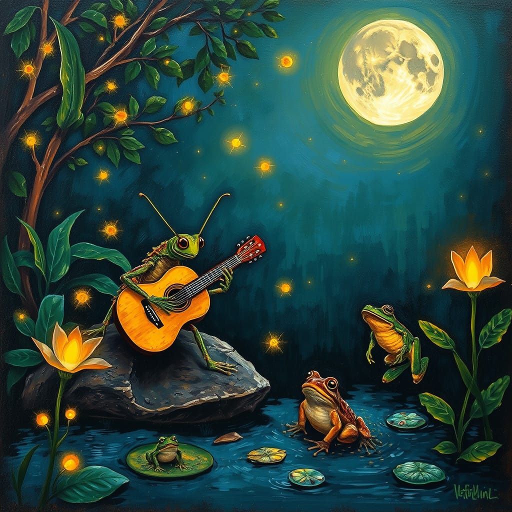Whimsical Moonlit Serenade by the Lagoon