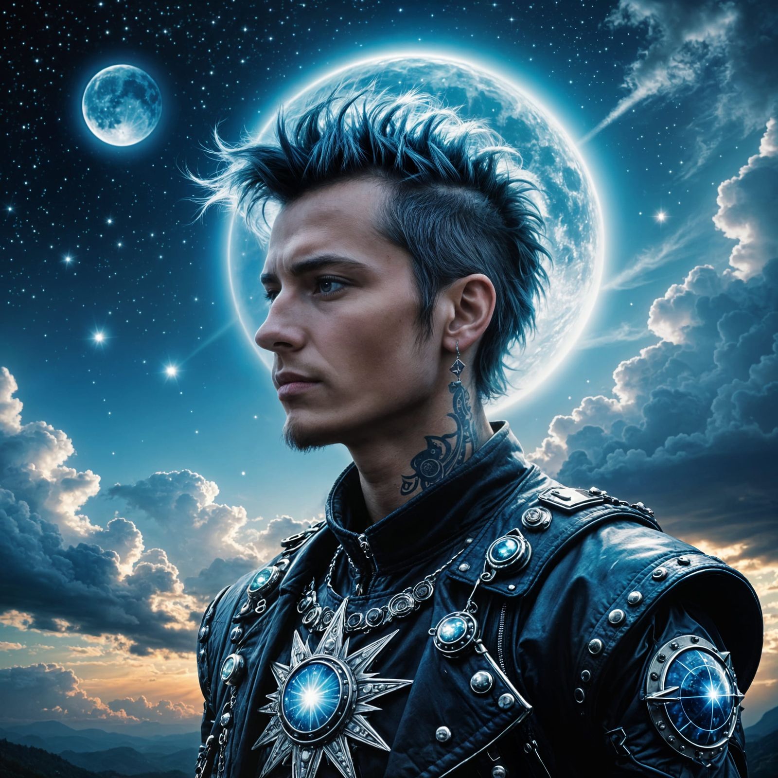 Cosmic Punk Starseed in Luminous Celestial Light