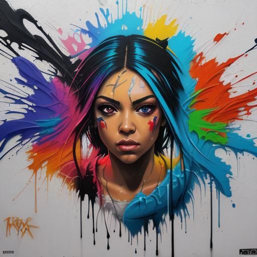 Graffiti Art Portrait in Vibrant Polychromatic Colors