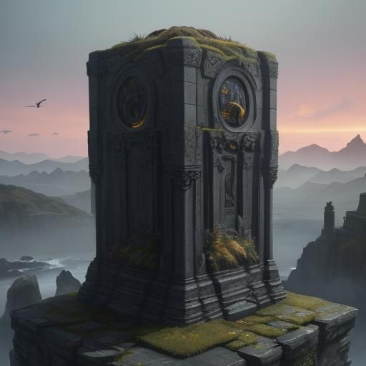 Rockhopper Penguin in Ruined Cityscape: Fantasy Concept Art