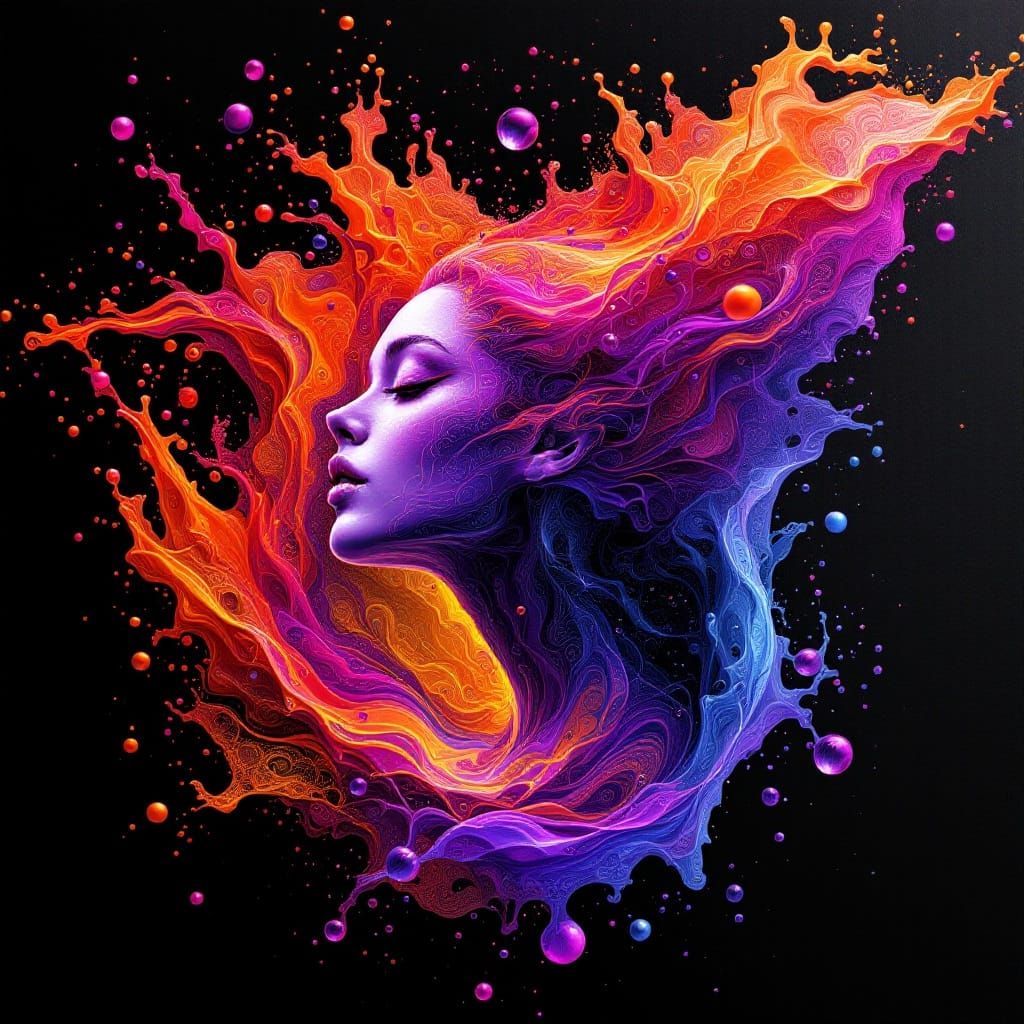 Ethereal Female Form in Vibrant Abstract Water Scene