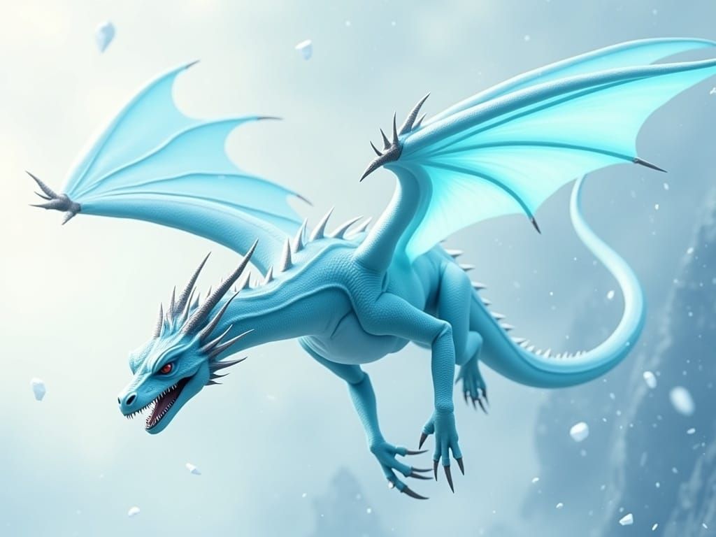Majestic Dragon Flies Through Blizzard