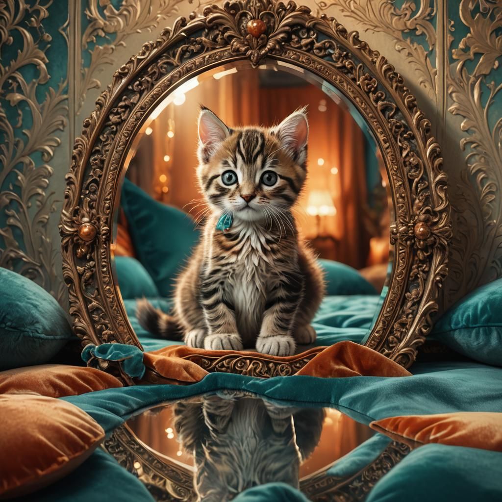 Kitten Reflection: Fantasy Concept Art