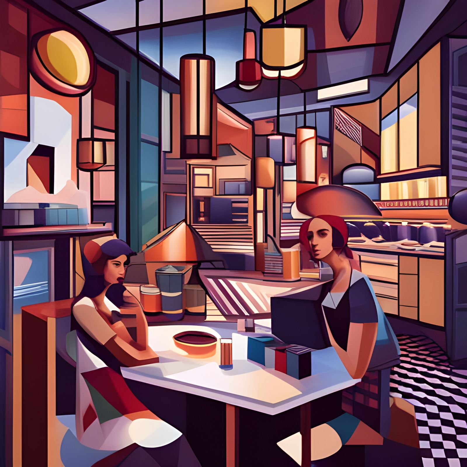 Cubist Food Art Deco Painting