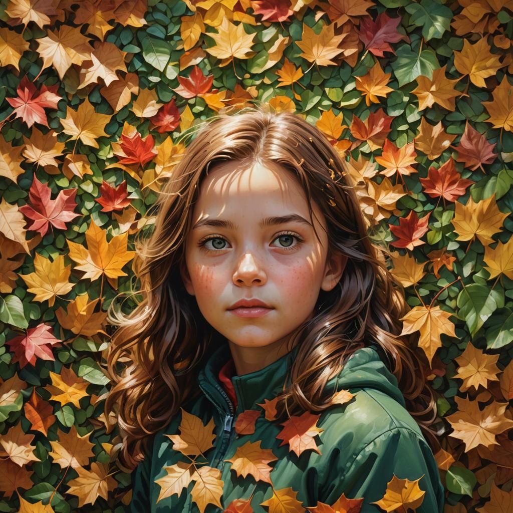 Autumn Girl Portrait in Splash Art Style