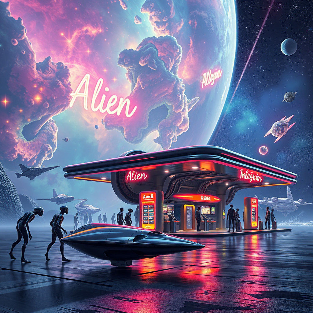 Intergalactic Gas Station in Nebula: A Sci-Fi Hub
