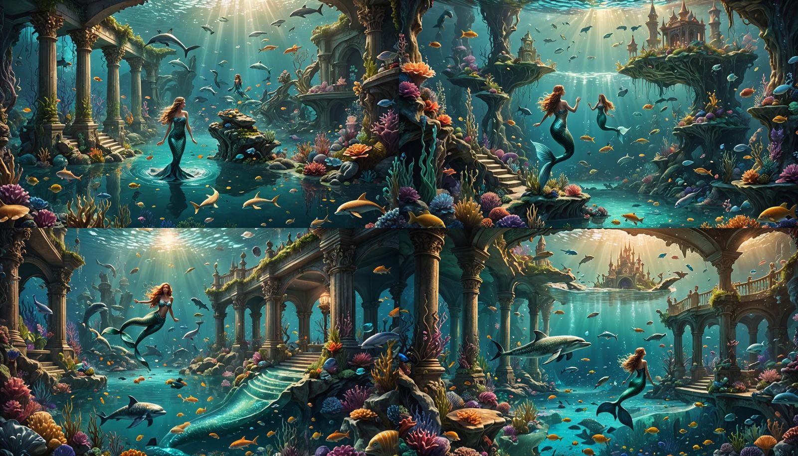 Magical Mermaids in a Hidden Lagoon: Detailed Matte Painting