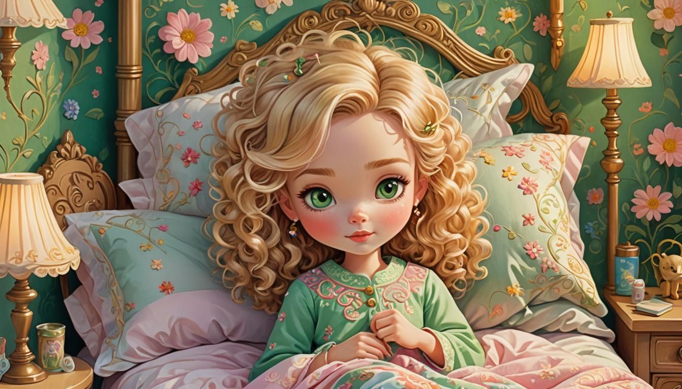 Chibi Girl's Good Night: Whimsical Illustration