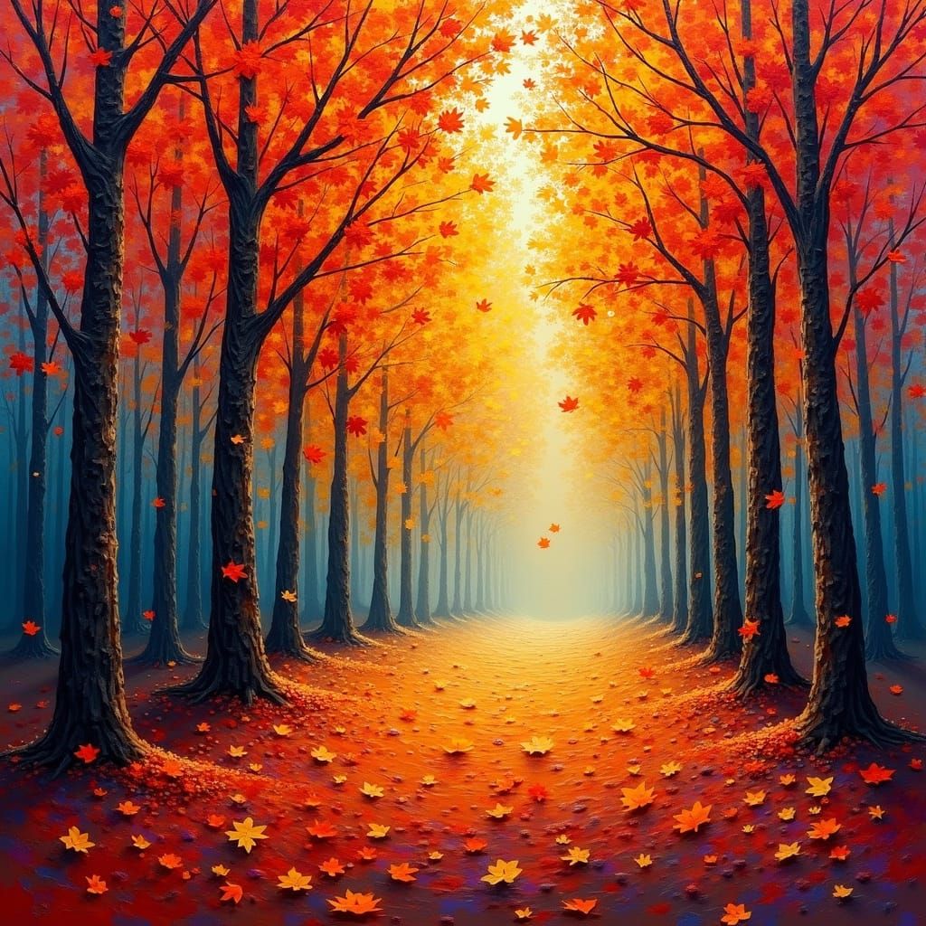 Autumn Forest in Expressive Impasto Style