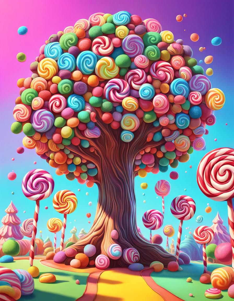 Psychedelic Tree in Candy Art Style