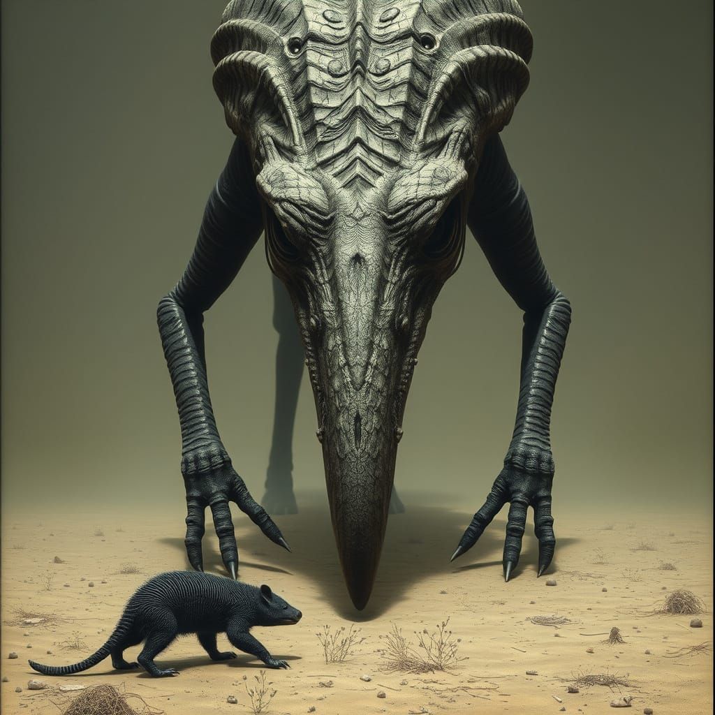 Griffon Vulture Spotting Carrion, Dark Fantasy Style