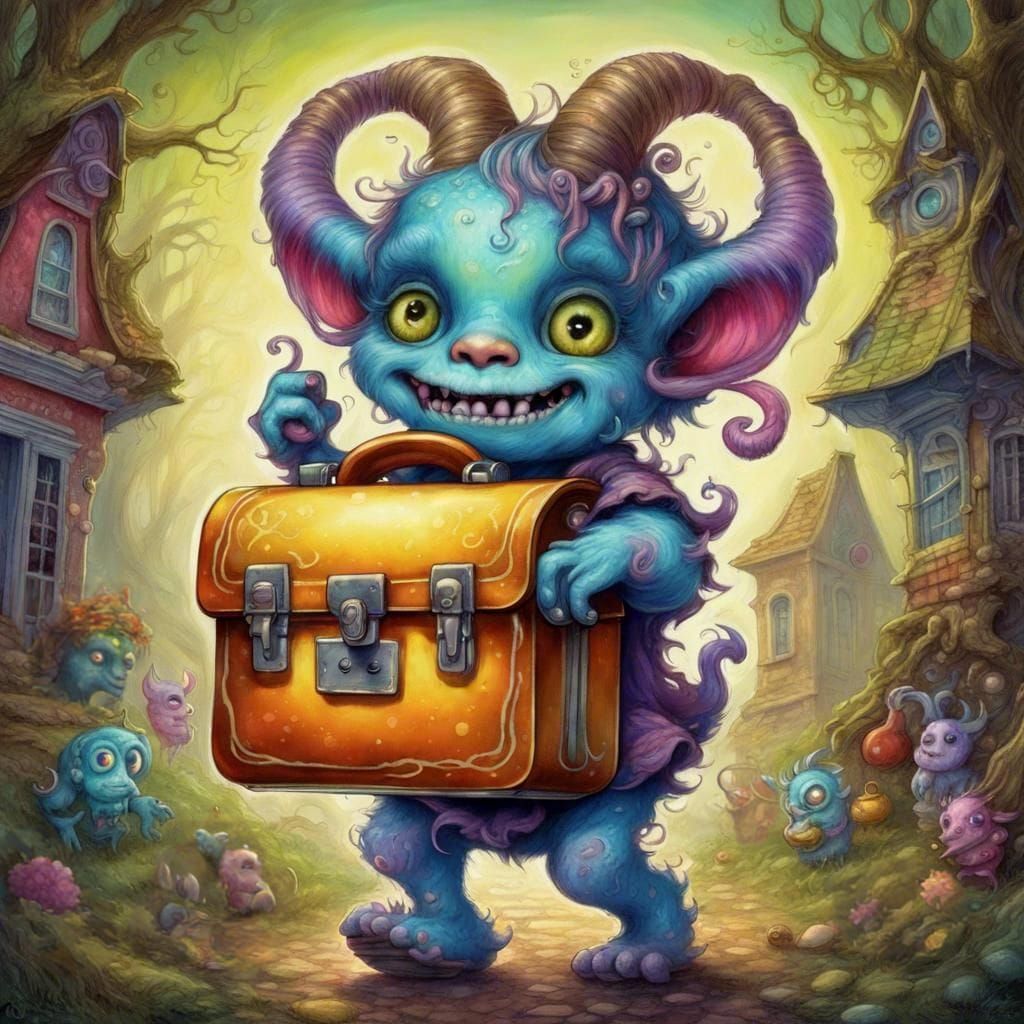 Adorable Monster Goes to School, Fantasy Art