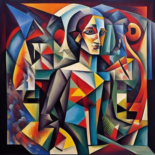 Cubist Goth Woman in Style of Picasso and Braque
