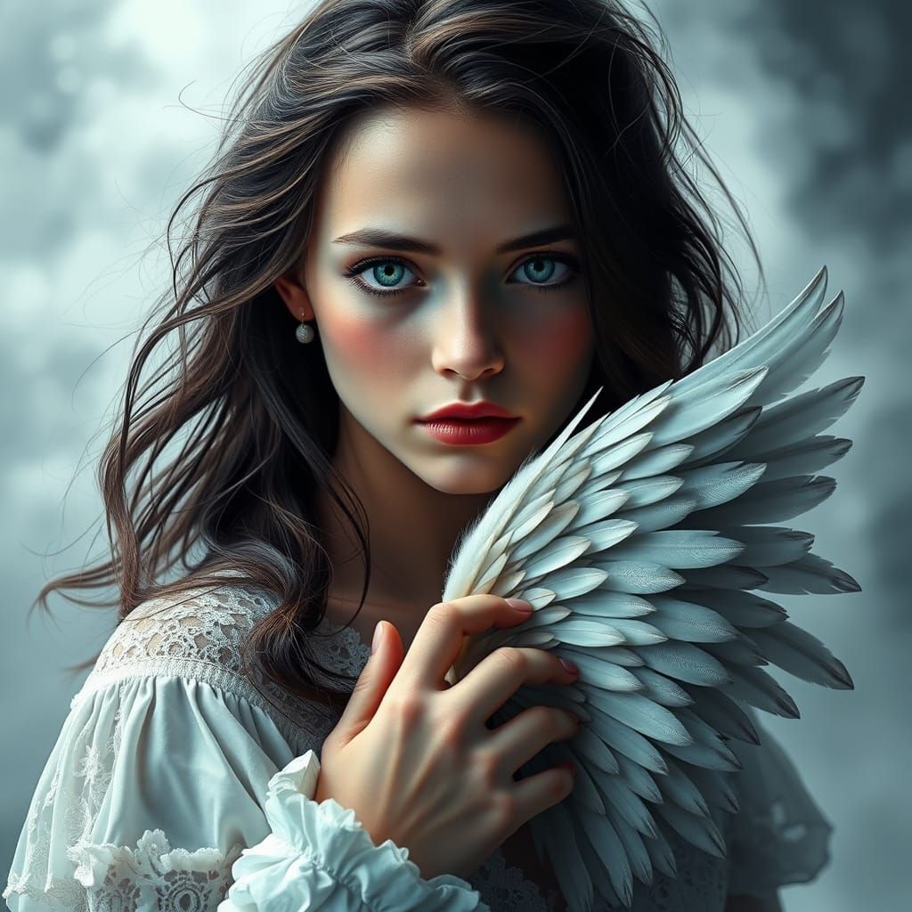 Ethereal Fallen Angel in Tears