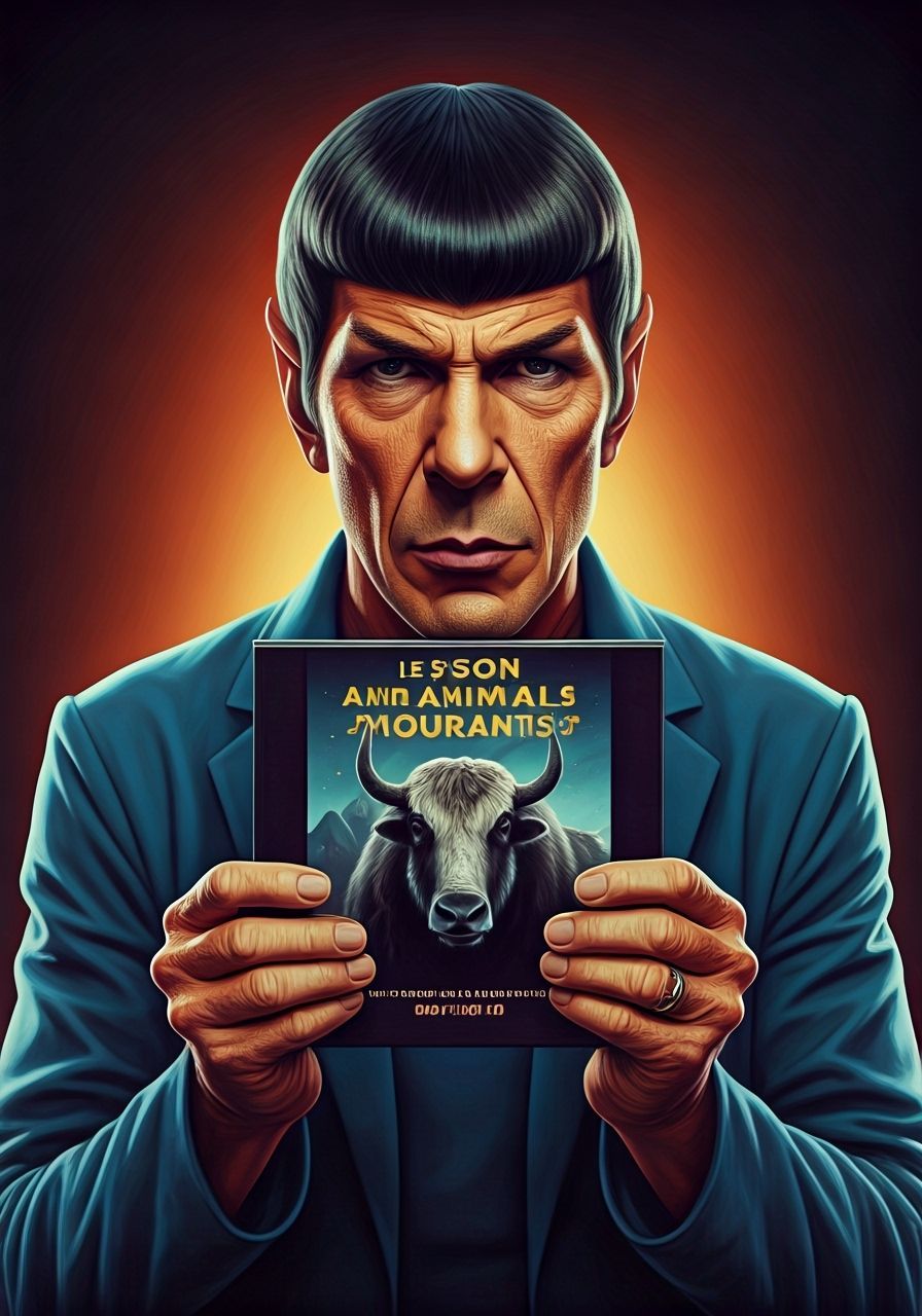 Spock Holding CD of Dying Animals in Splash Art
