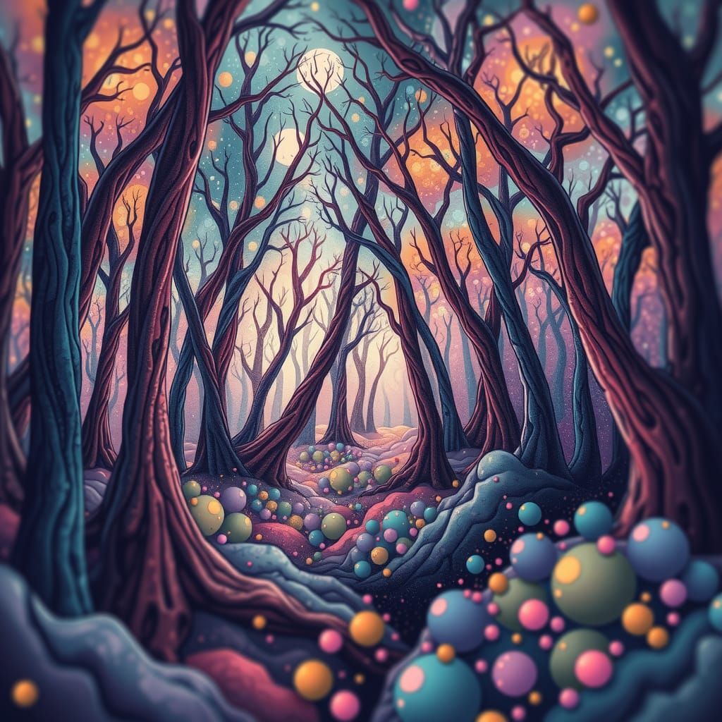 Dreamlike Forest in Odilon Redon Style